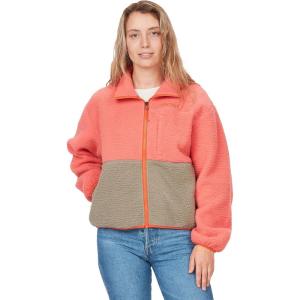 MARMOT Women’s Aros Full-Zip Jacket – Sherpa Fleece with Retro Style(Grapefruit/Vetiver)