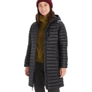 MARMOT Women’s Echo Featherless Long Jacket – Mid-Thigh, Lightweight Down-Alternative Puffer with Hood(Black Shiny)