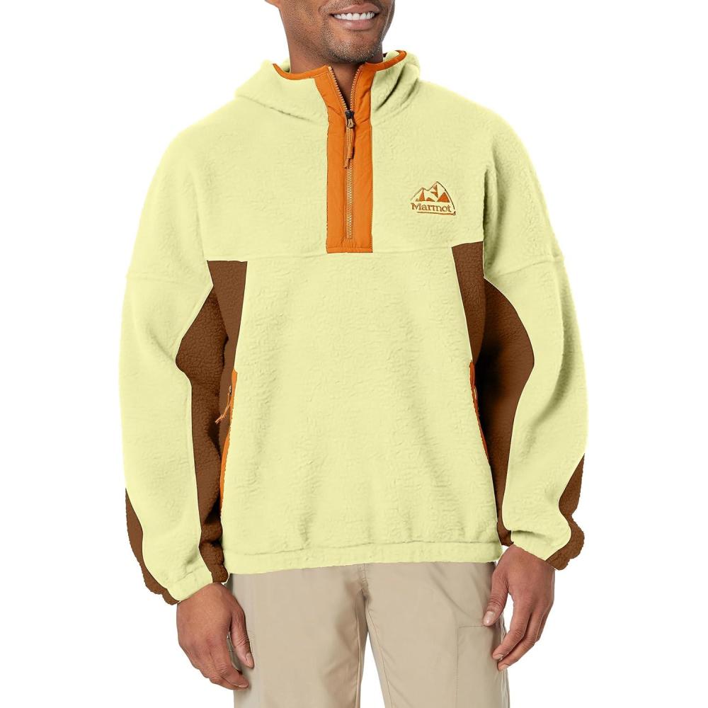 imageMARMOT Mens Super Aros Fleece Hoody Jacket WheatPineconeTangelo Large