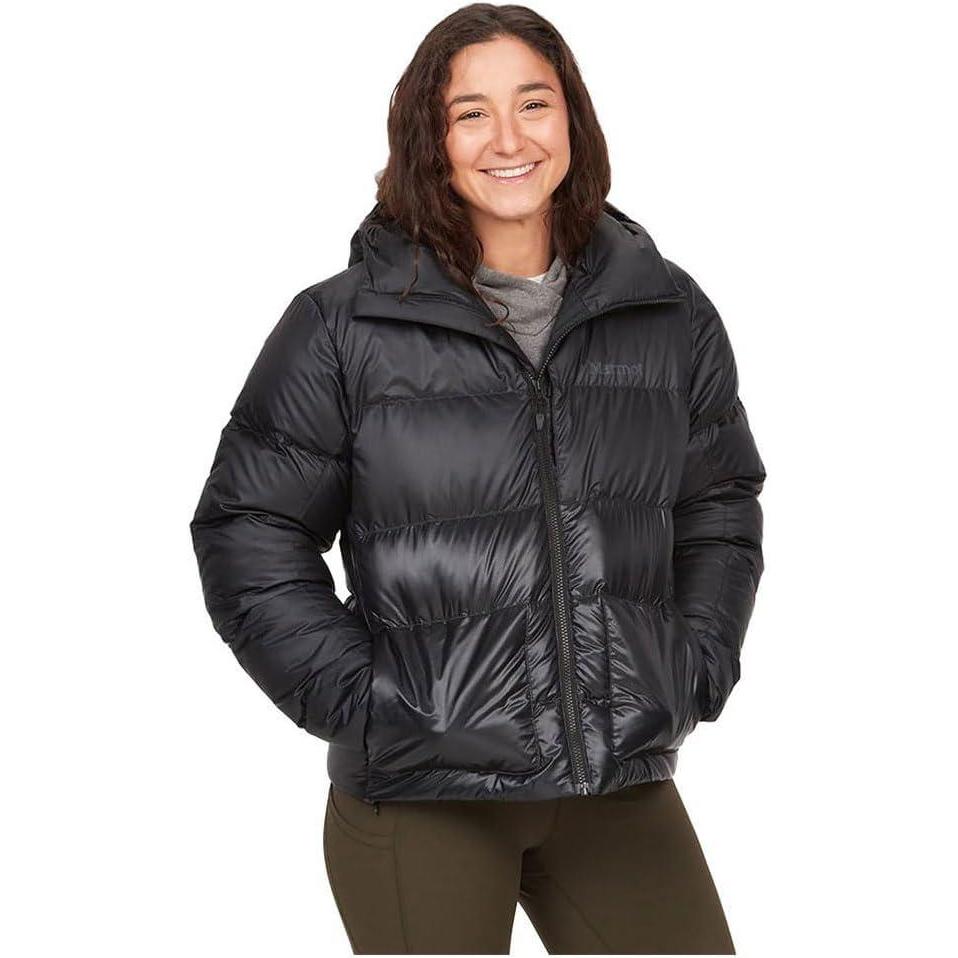 imageMARMOT Womens Guides Down Hoody  700Fill Insulated WaterResistant Lightweight Puffer Jacket with HoodShiny Black