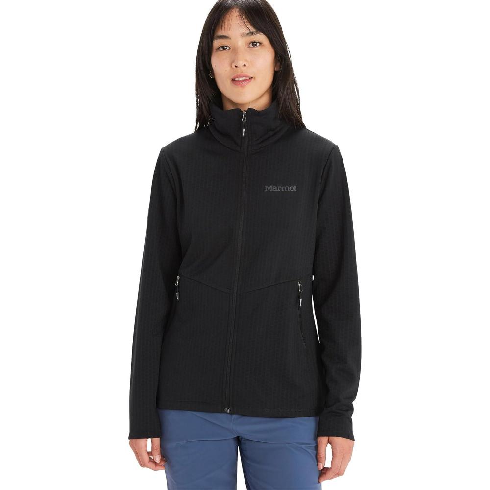 imageMARMOT Womens Leconte Fleece Jacket  Lightweight Breathable Technical Grid Fleeced LayerBlack