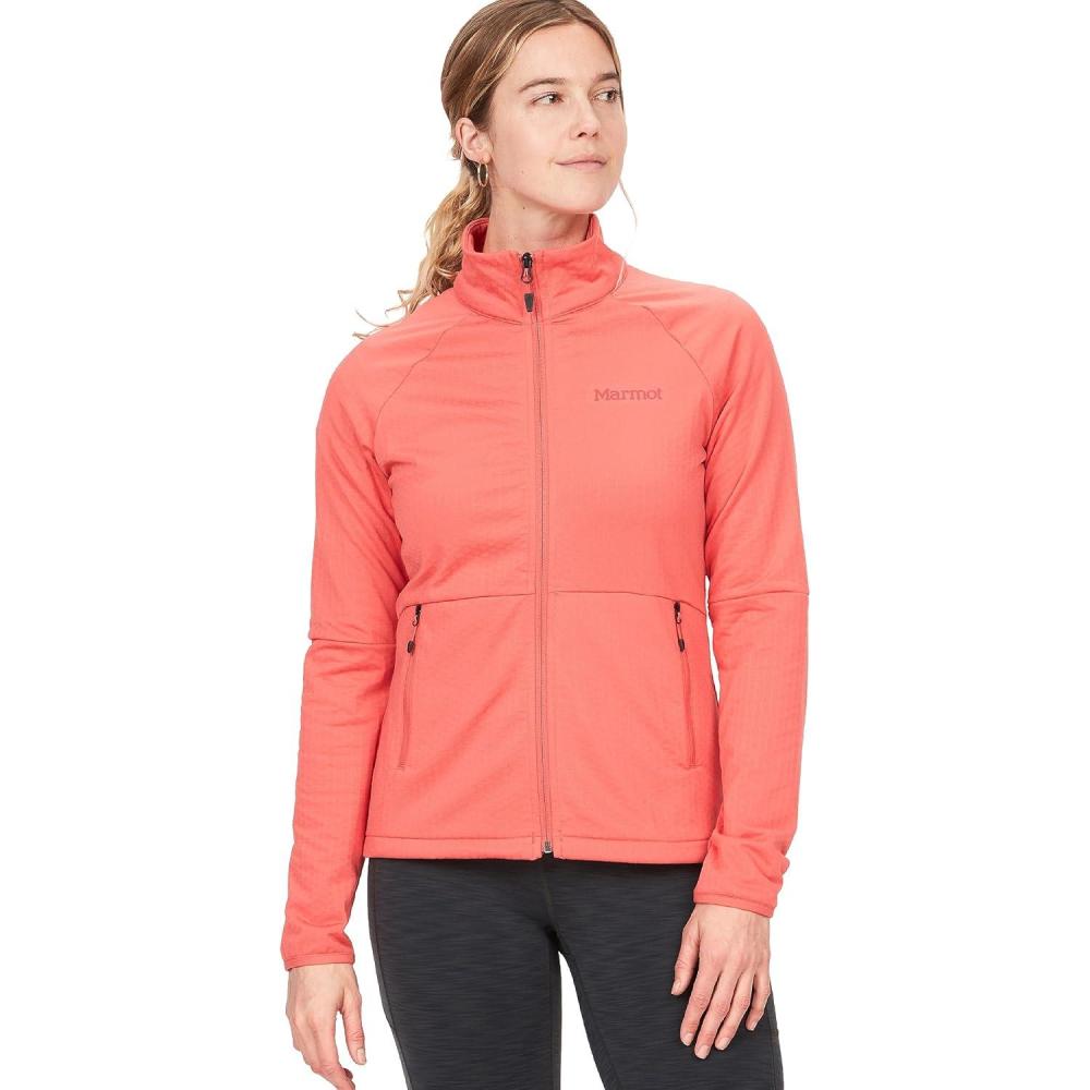 imageMARMOT Womens Leconte Fleece Jacket  Lightweight Breathable Technical Grid Fleeced LayerGrapefruit