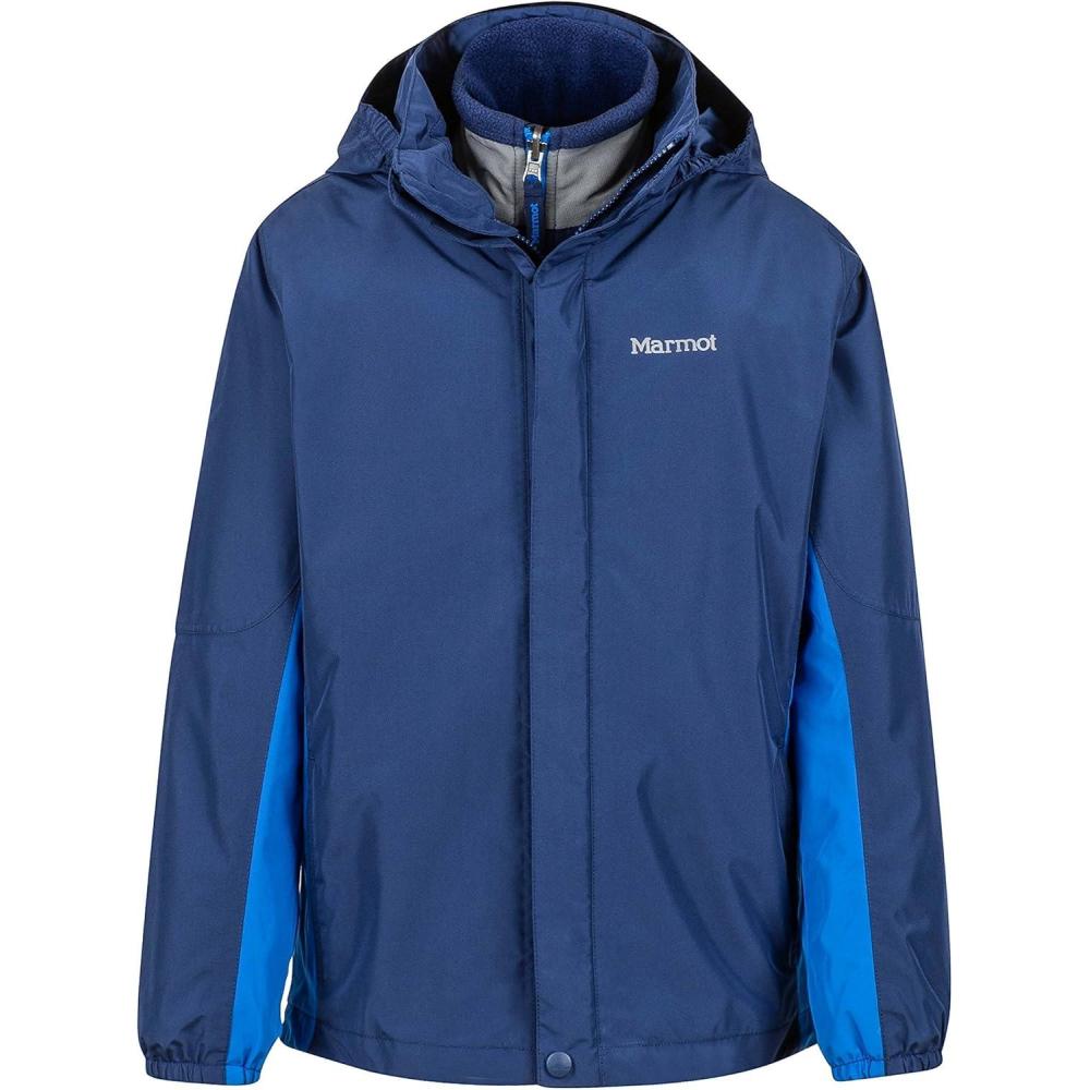 imageMARMOT boys Northshore Waterproof Hooded Rain Jacket With Removable Fleece LinerArctic NavyTrue Blue