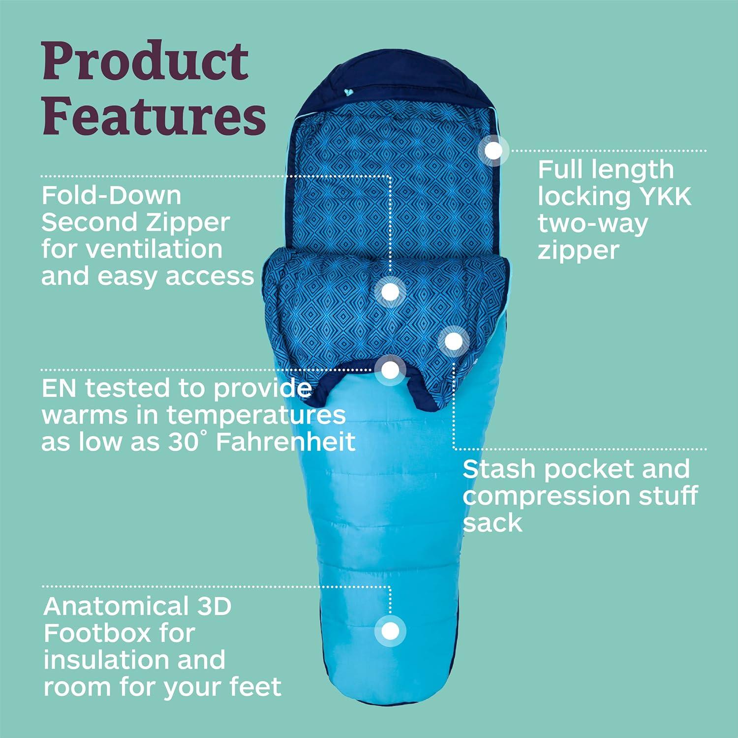 imageMarmot Womens Trestles 15 Sleeping Bag Insulated WaterResistant LeftZip French BlueHarbor Blue