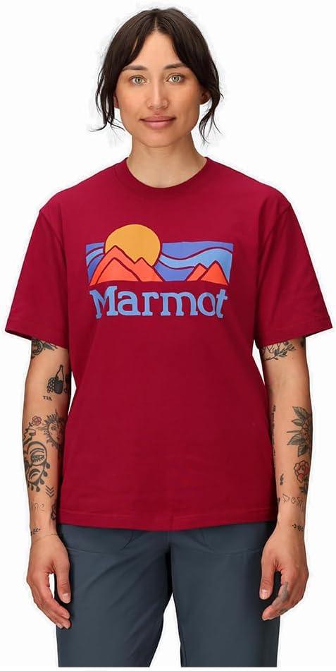 imageMarmot Womens Womens Coastal Short Sleeve TShirtRed Mulberry