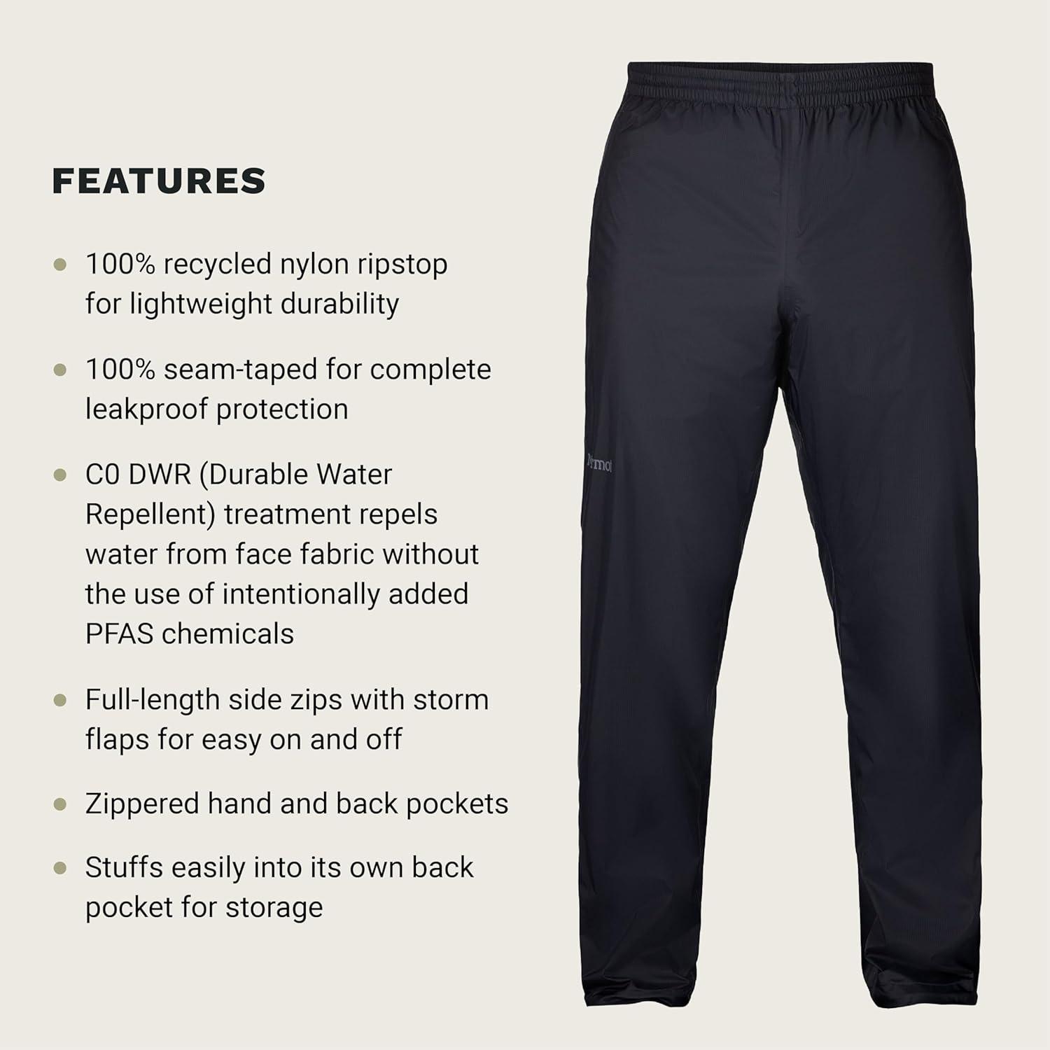imageMARMOT Mens PreCip Evo Full Zip Rain Pant Black XXLarge LongBlack