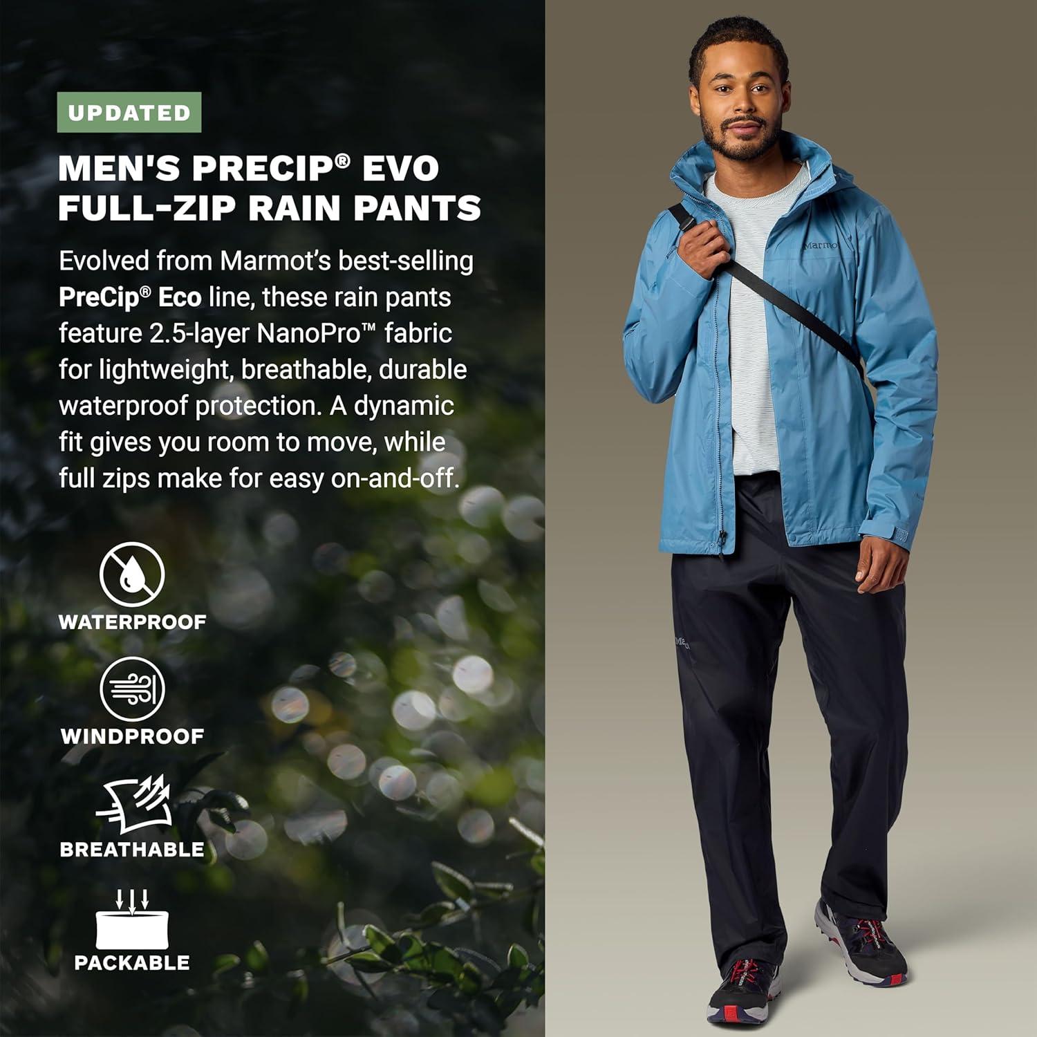 imageMARMOT Mens PreCip Evo Full Zip Rain Pant Black XXLarge LongBlack