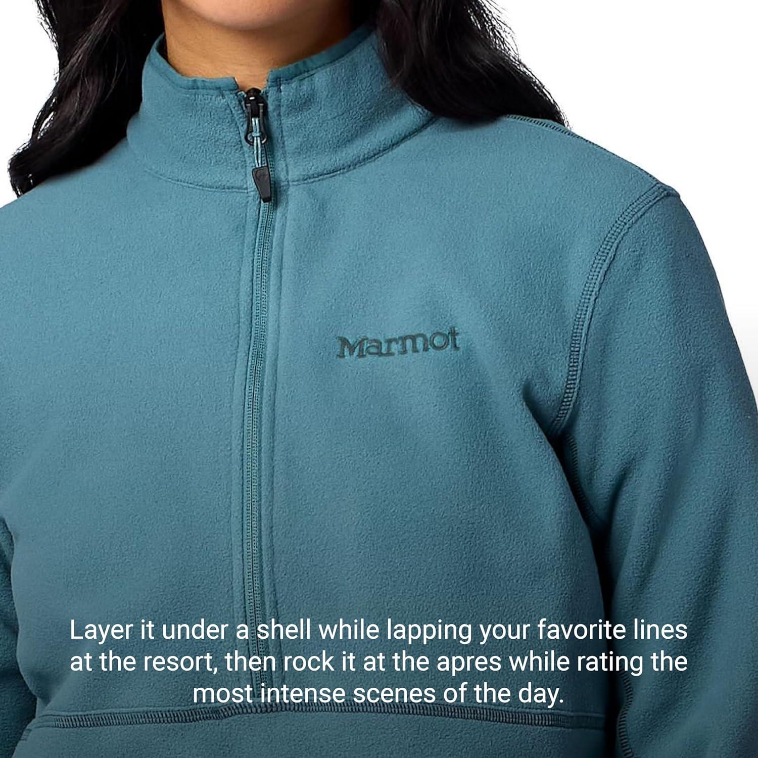 imageMARMOT Womens Rocklin 12 Zip Jacket Classic Warm Lightweight 100Weight Fleece LayerSeafloor