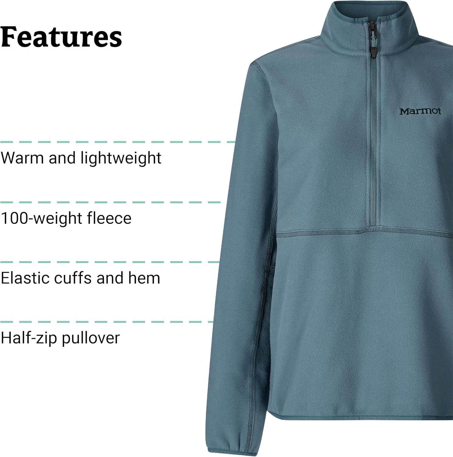 imageMARMOT Womens Rocklin 12 Zip Jacket Classic Warm Lightweight 100Weight Fleece LayerSeafloor