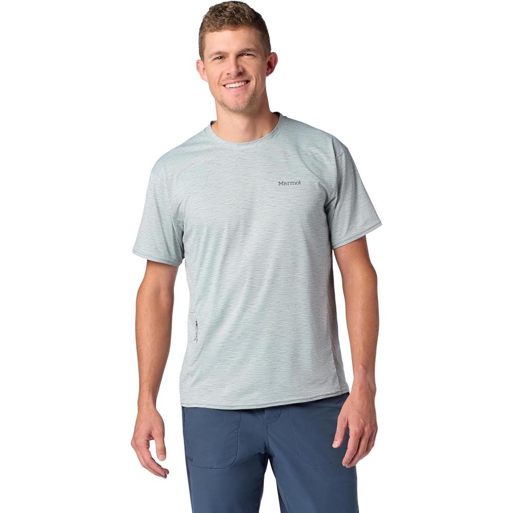 imageMarmot Mens Air Exchange UPF 50 Short Sleeve Crew Neck ShirtBoulder Crack Frequency