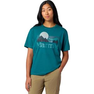 Marmot Women’s Women’s Coastal Logo Short Sleeve T-Shirt(Emerald Blue)