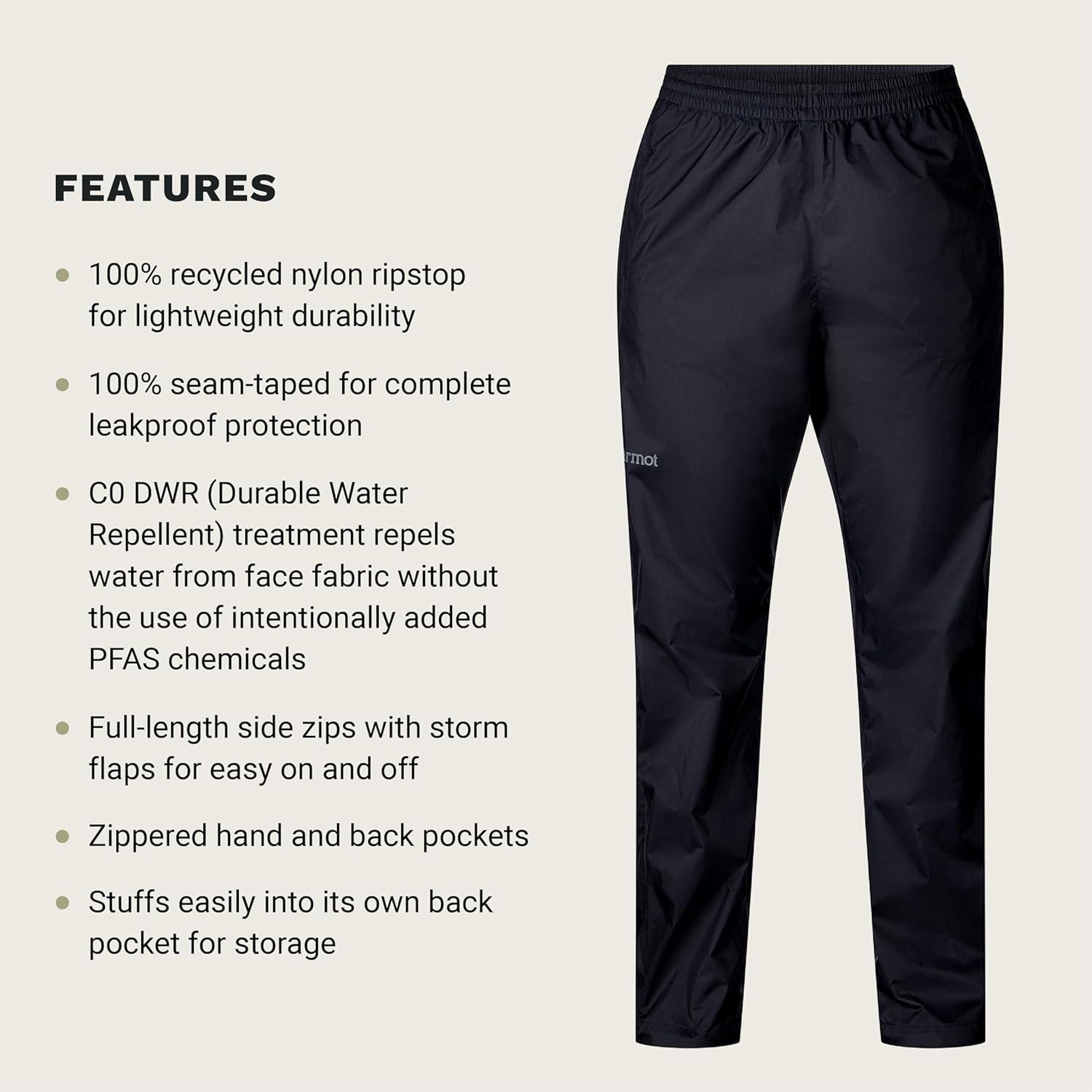 imageMARMOT Womens PreCip Evo Full Zip Rain Pant Black LargeBlack