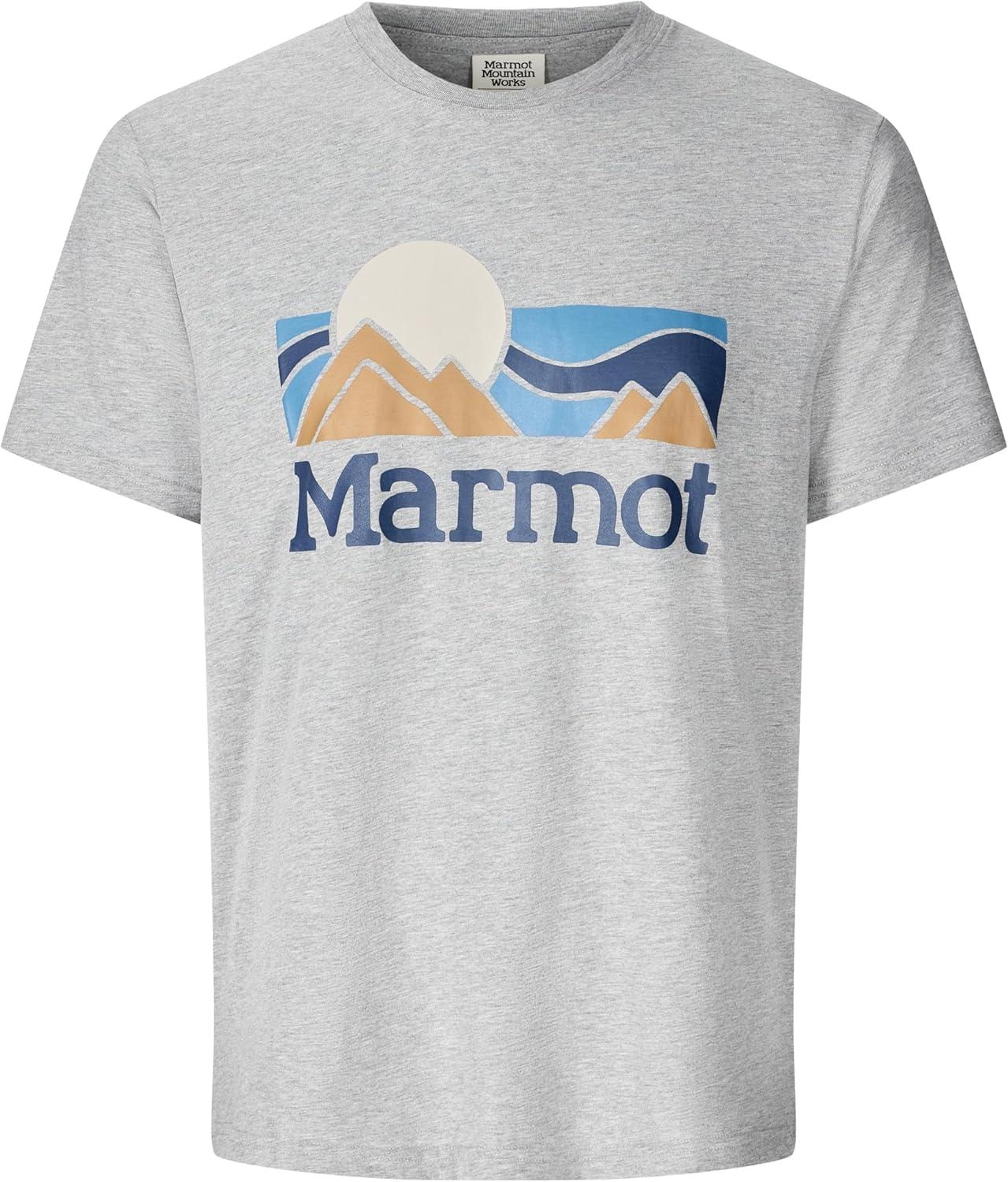 imageMARMOT Mens Coastal ShortSleeve TShirt Screen Printed Graphic on Soft Breathable EcoFriendly CottonPoly BlendGrey Heather