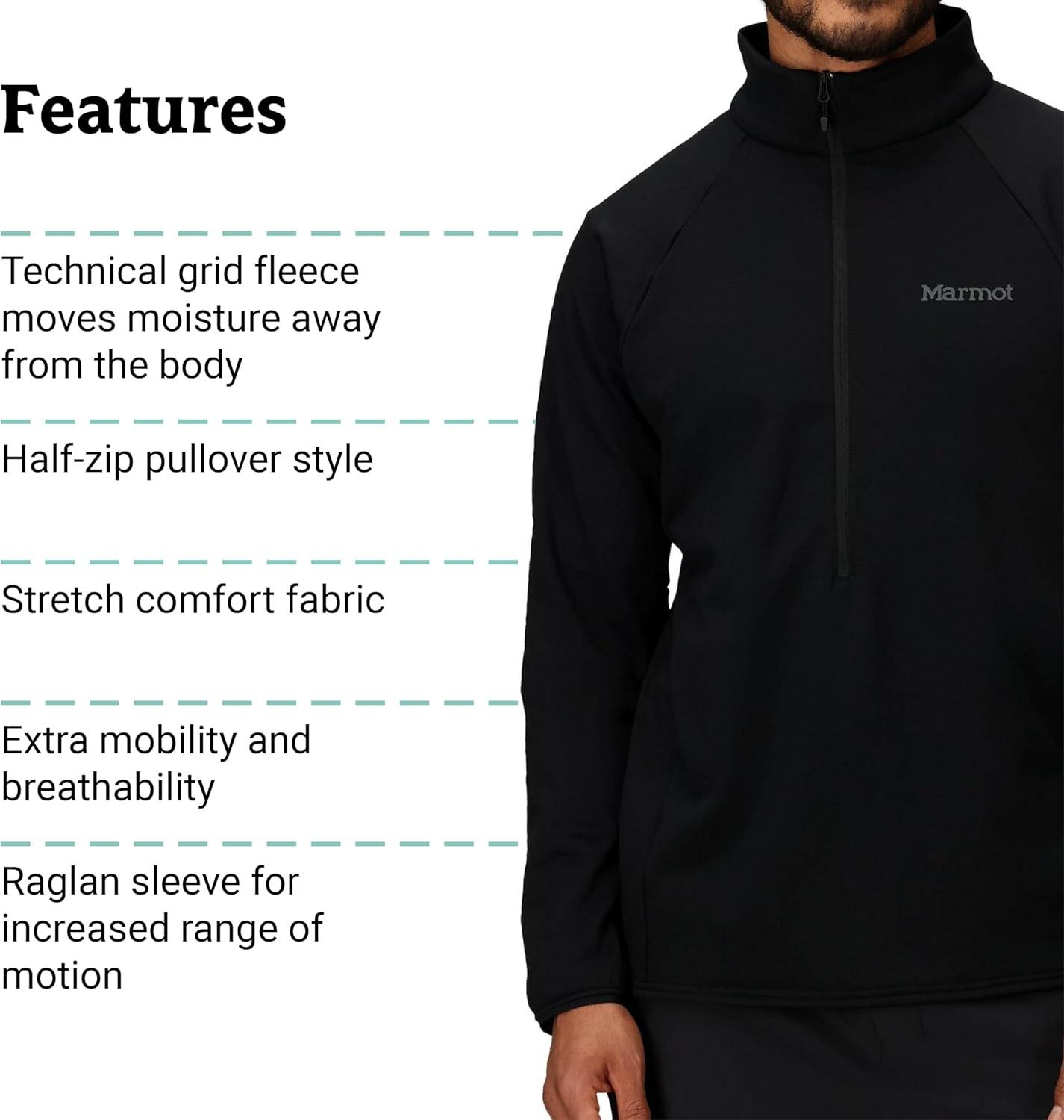 imageMARMOT Mens Leconte Fleece 12 Zip Pullover JacketBlack