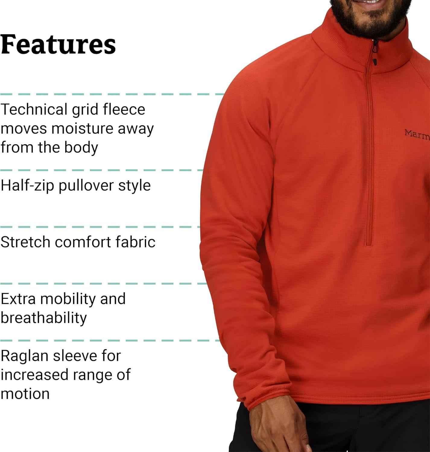 imageMARMOT Mens Leconte Fleece 12 Zip Pullover JacketSumac