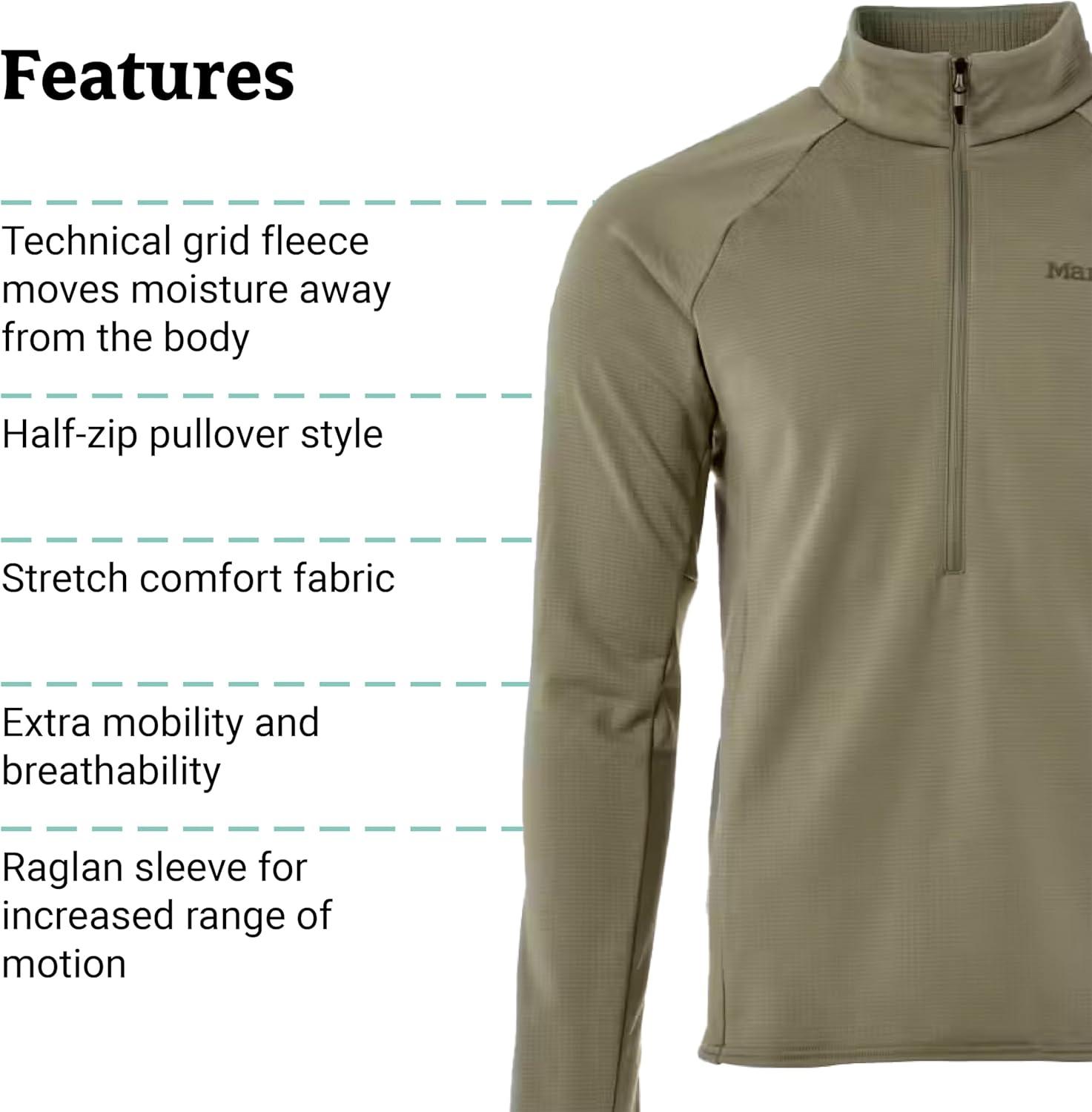 imageMARMOT Mens Leconte Fleece 12 Zip Pullover JacketVetiver