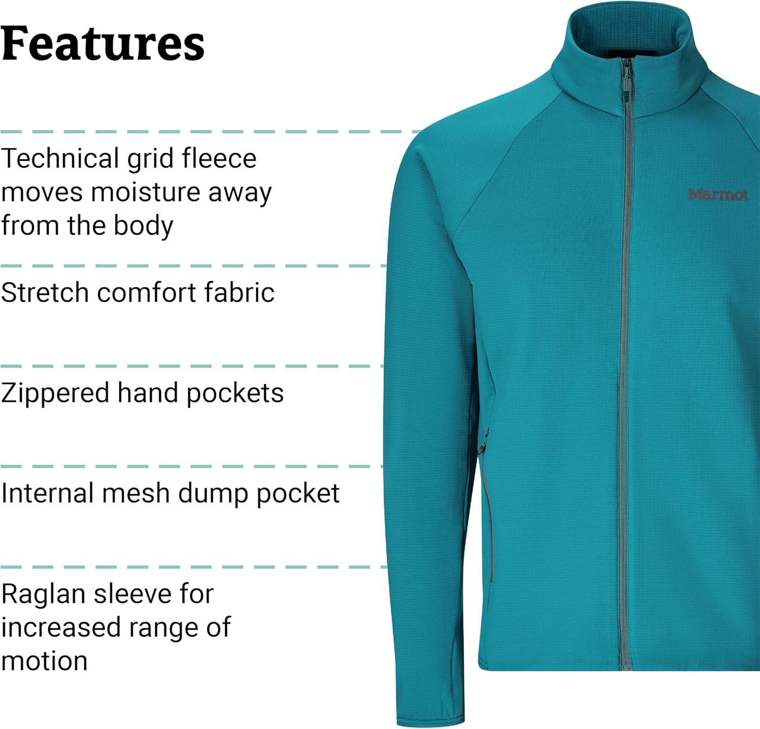 imageMARMOT Mens Leconte Fleece JacketEmerald Blue