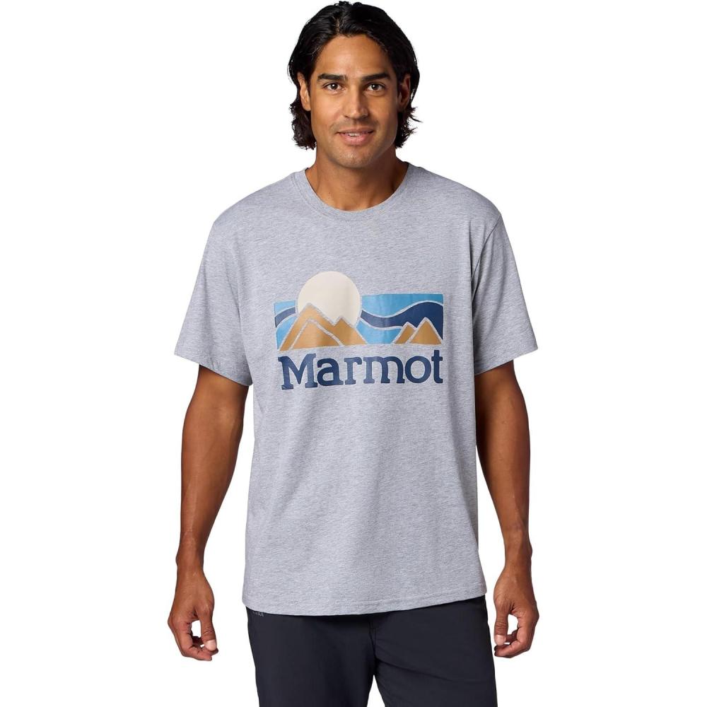 imageMARMOT Mens Coastal ShortSleeve TShirt Screen Printed Graphic on Soft Breathable EcoFriendly CottonPoly BlendGrey Heather