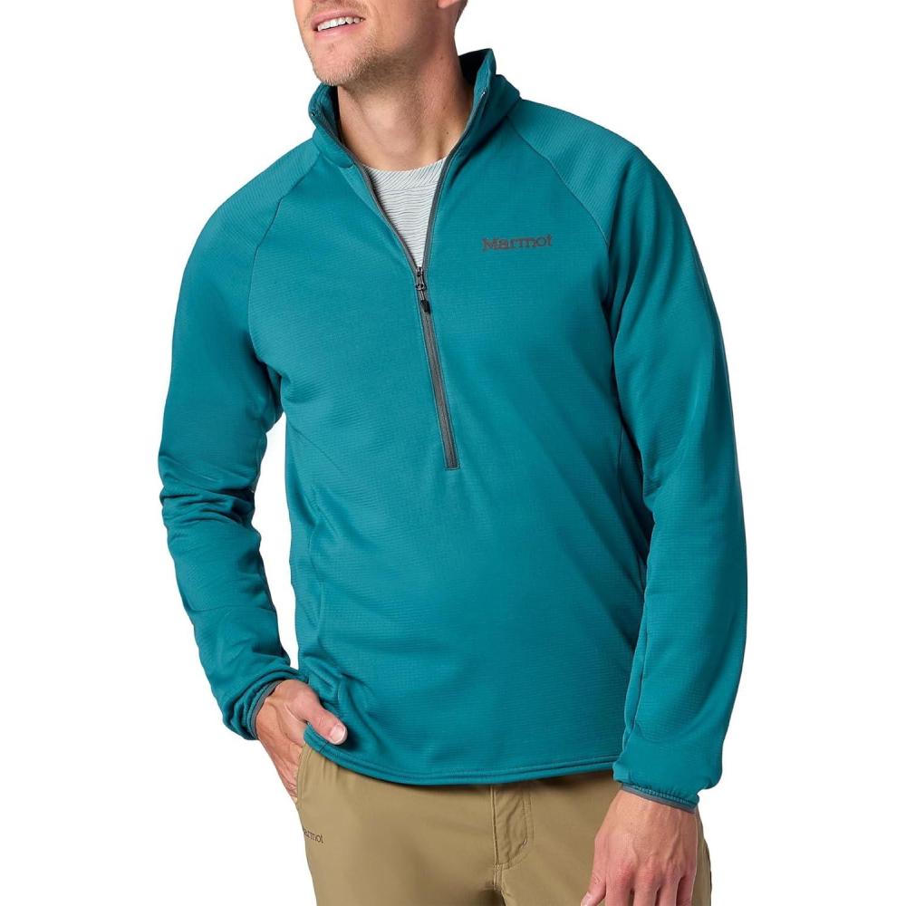 imageMARMOT Mens Leconte Fleece 12 Zip Pullover JacketEmerald Blue