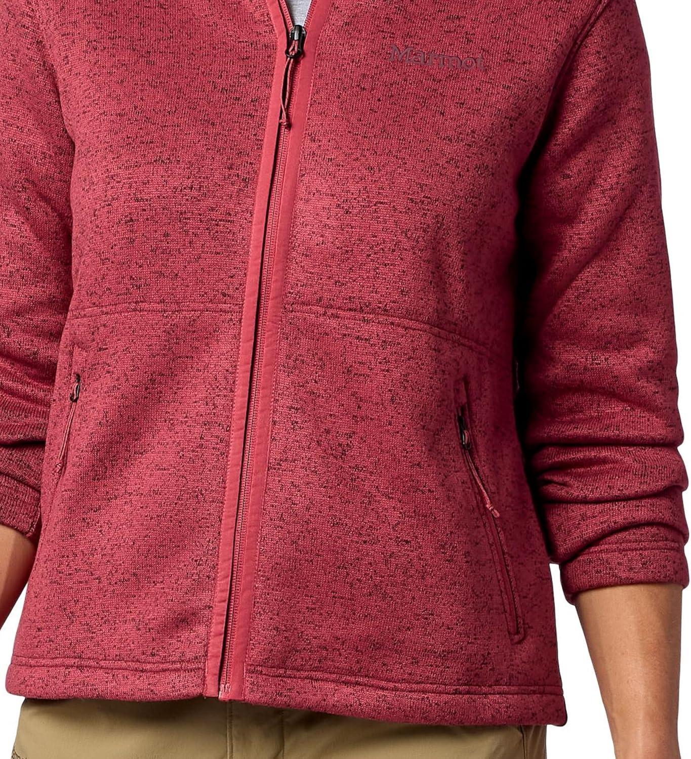 imageMARMOT Womens Drop Line Full Zip Sweater Knit Jacket Dried Rose Heather Large
