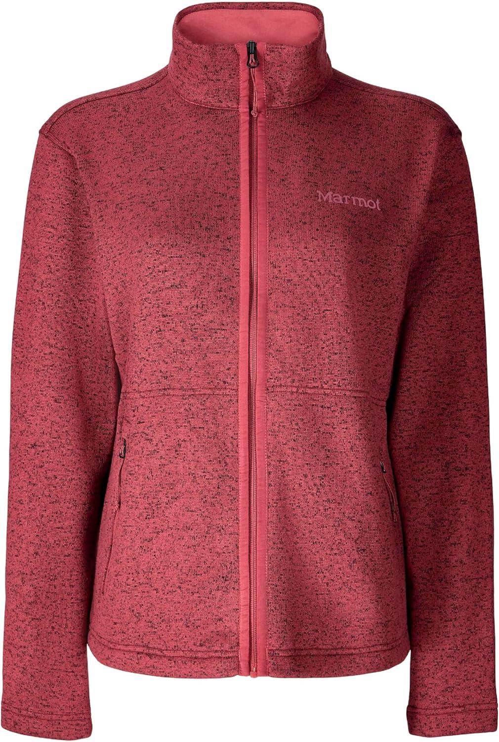 imageMARMOT Womens Drop Line Full Zip Sweater Knit Jacket Dried Rose Heather Large