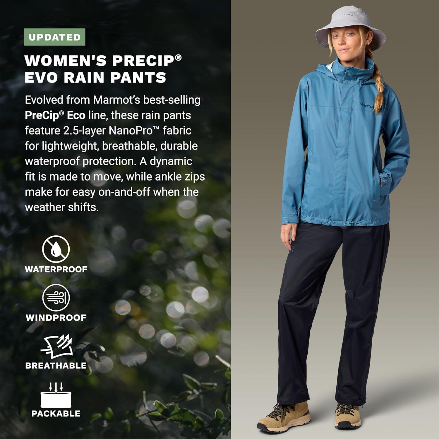 imageMARMOT Womens PreCip Evo Rain Pant Black LargeBlack