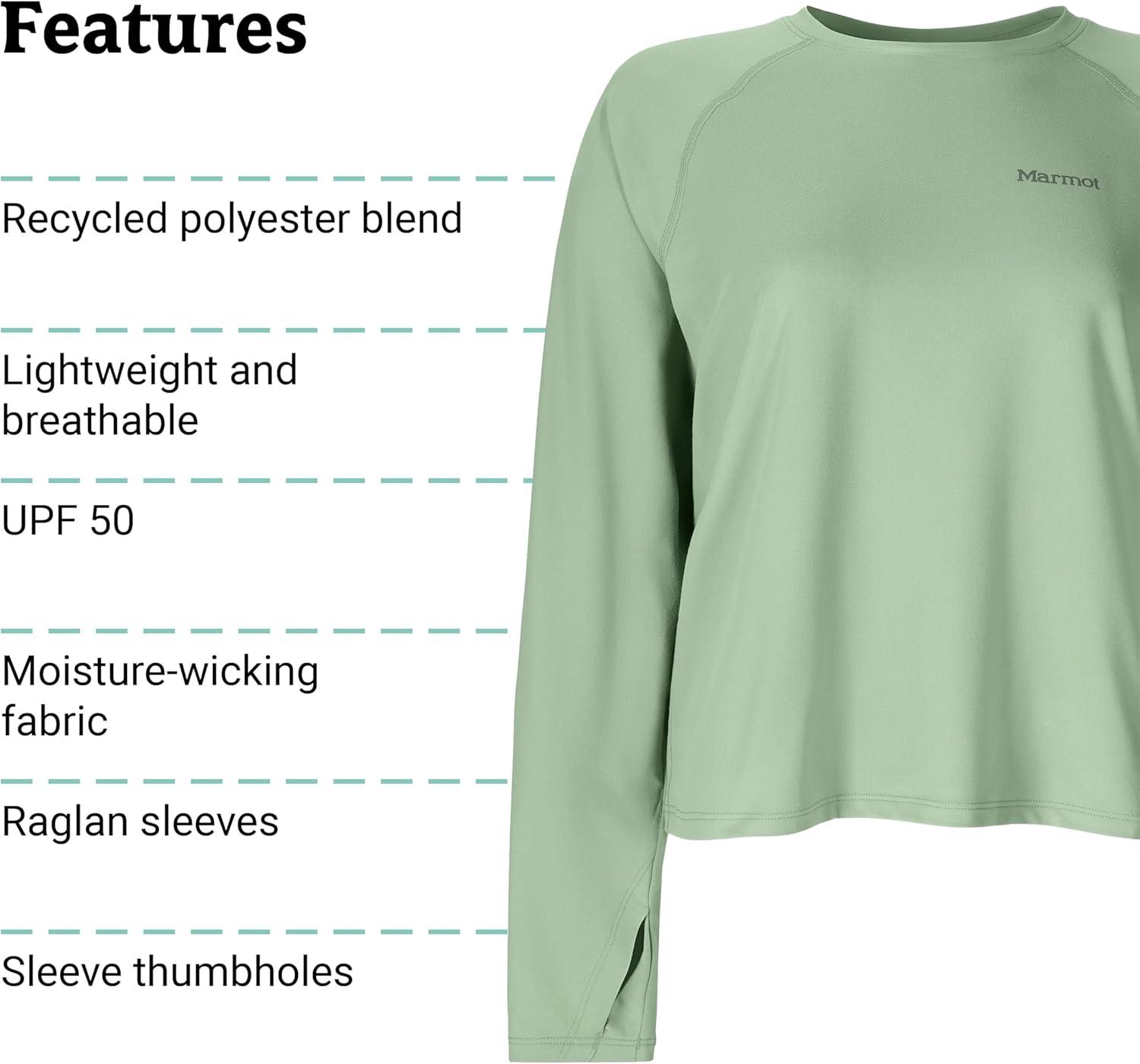 imageMarmot Womens Windridge Moisture Wicking Breathable UPF 50 Long Sleeve ShirtAgate Green