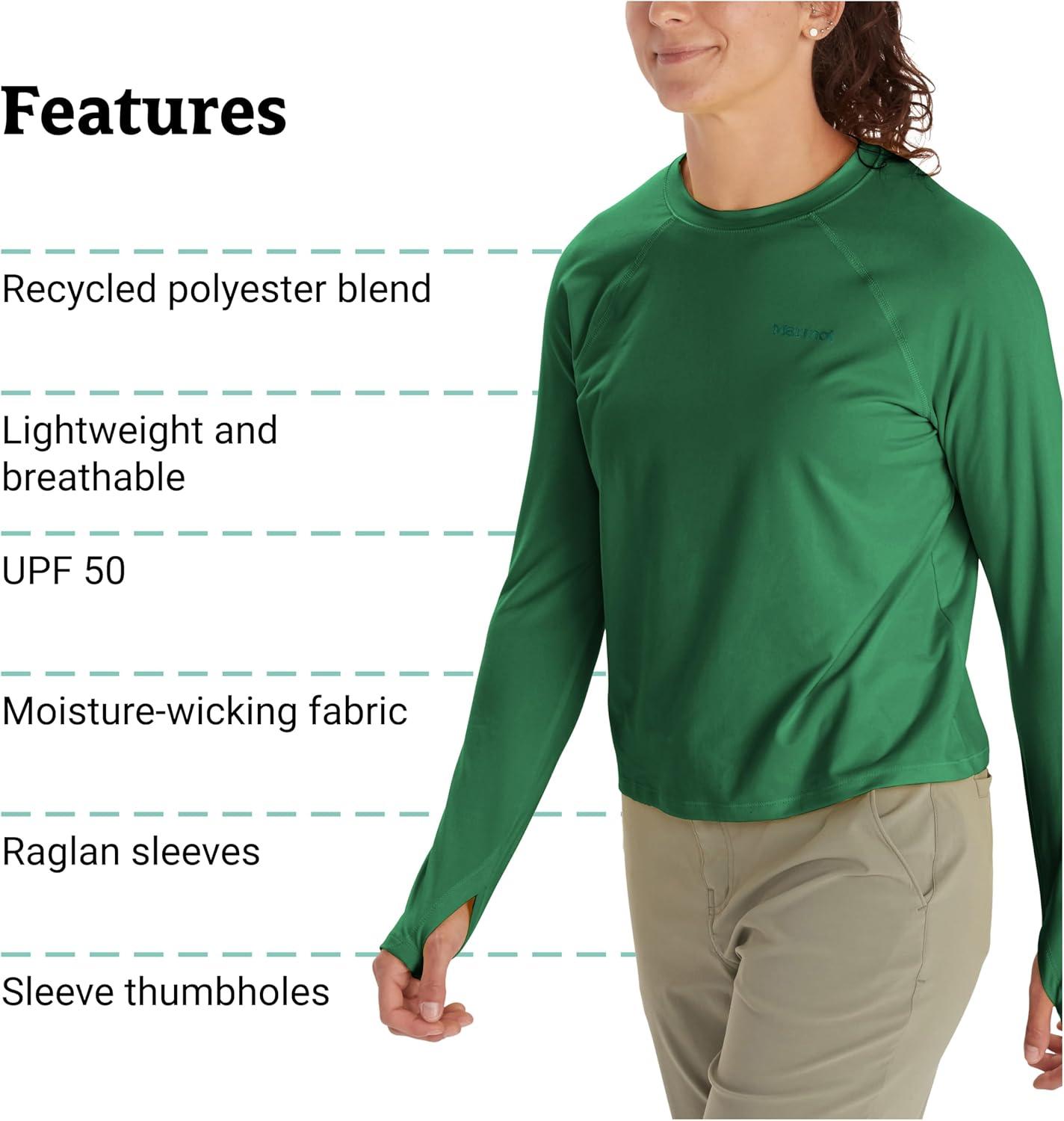 imageMarmot Womens Windridge Moisture Wicking Breathable UPF 50 Long Sleeve ShirtClover