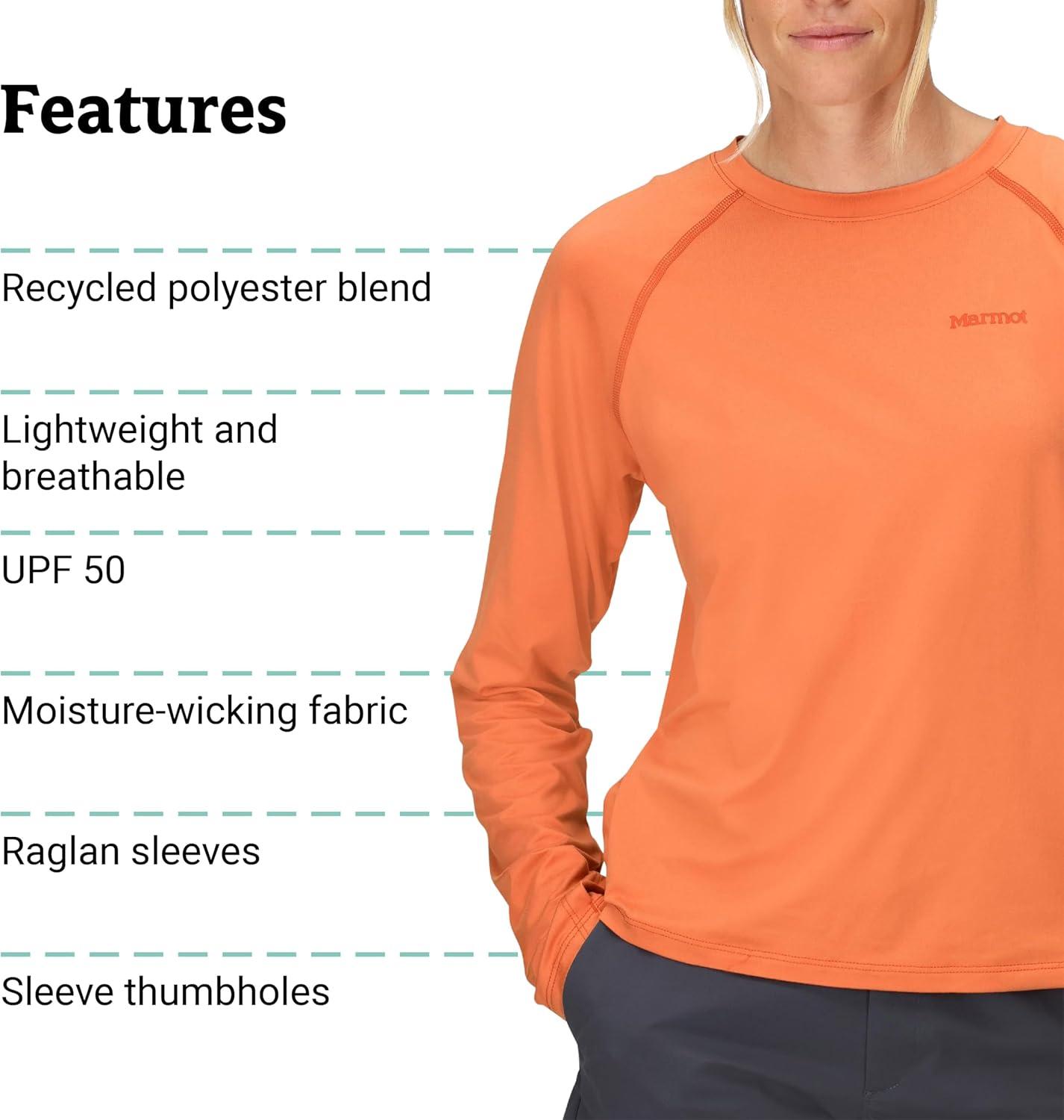 imageMarmot Womens Windridge Moisture Wicking Breathable UPF 50 Long Sleeve ShirtPomelo