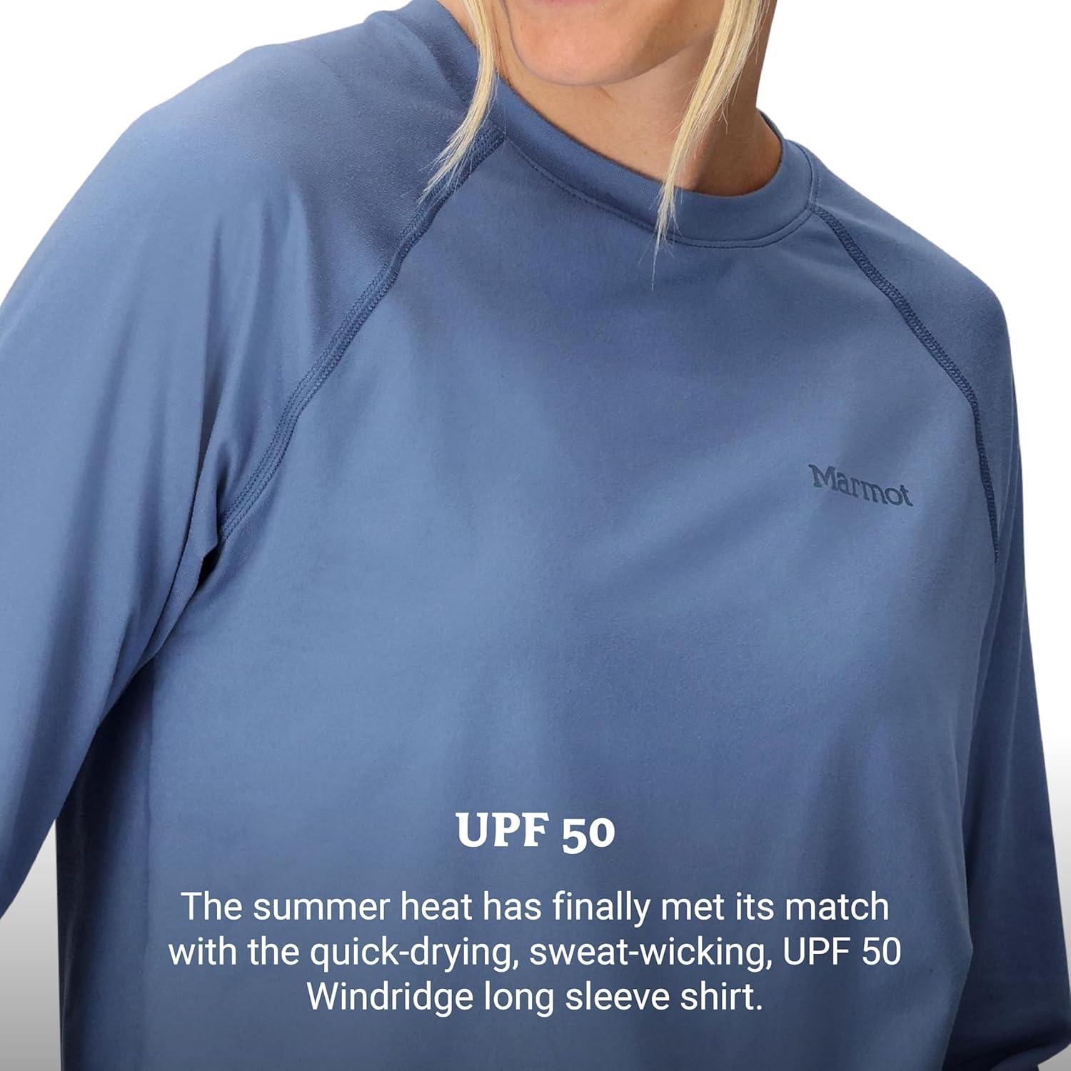 imageMarmot Womens Windridge Moisture Wicking Breathable UPF 50 Long Sleeve ShirtRain Cloud