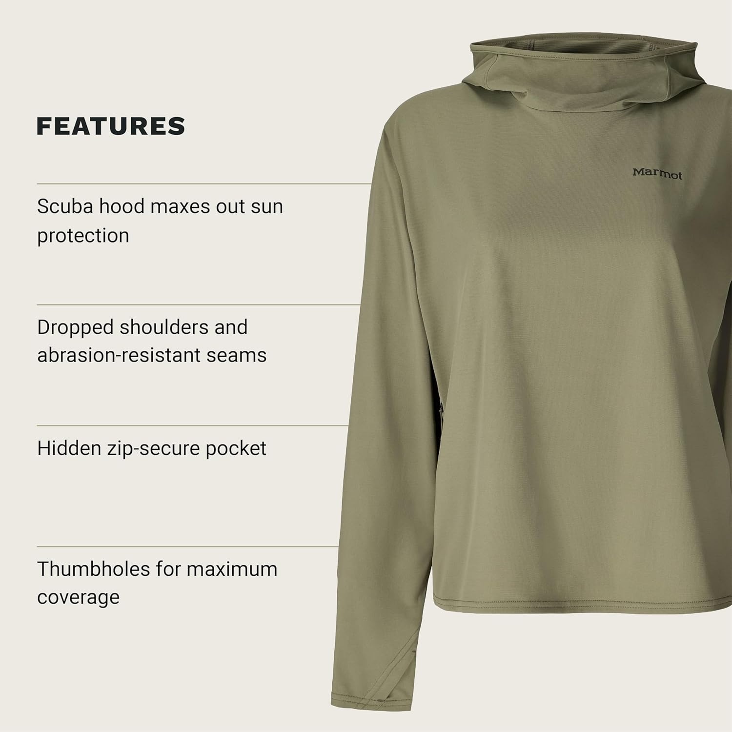 image:imageMARMOT Womens AirExchange UPF 50 Hoody Olive Grove XLarge