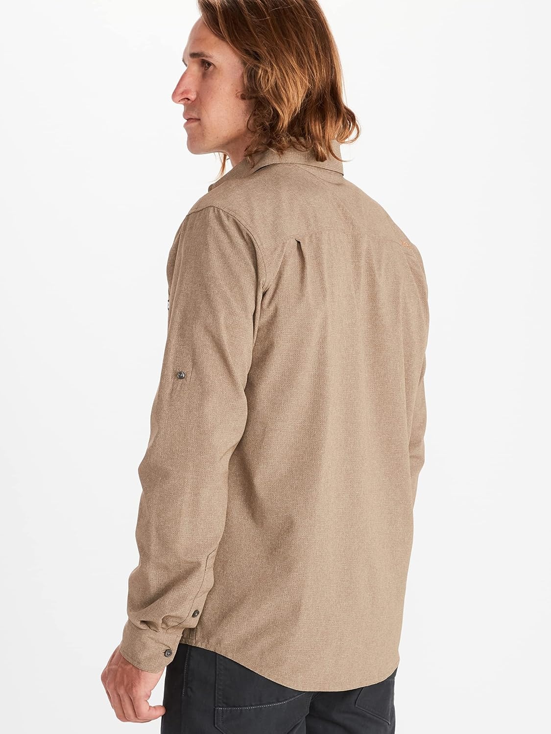 image:imageMarmot Mens Aerobora Long Sleeve Button Down Shirt Arctic Navy MediumDesert Khaki