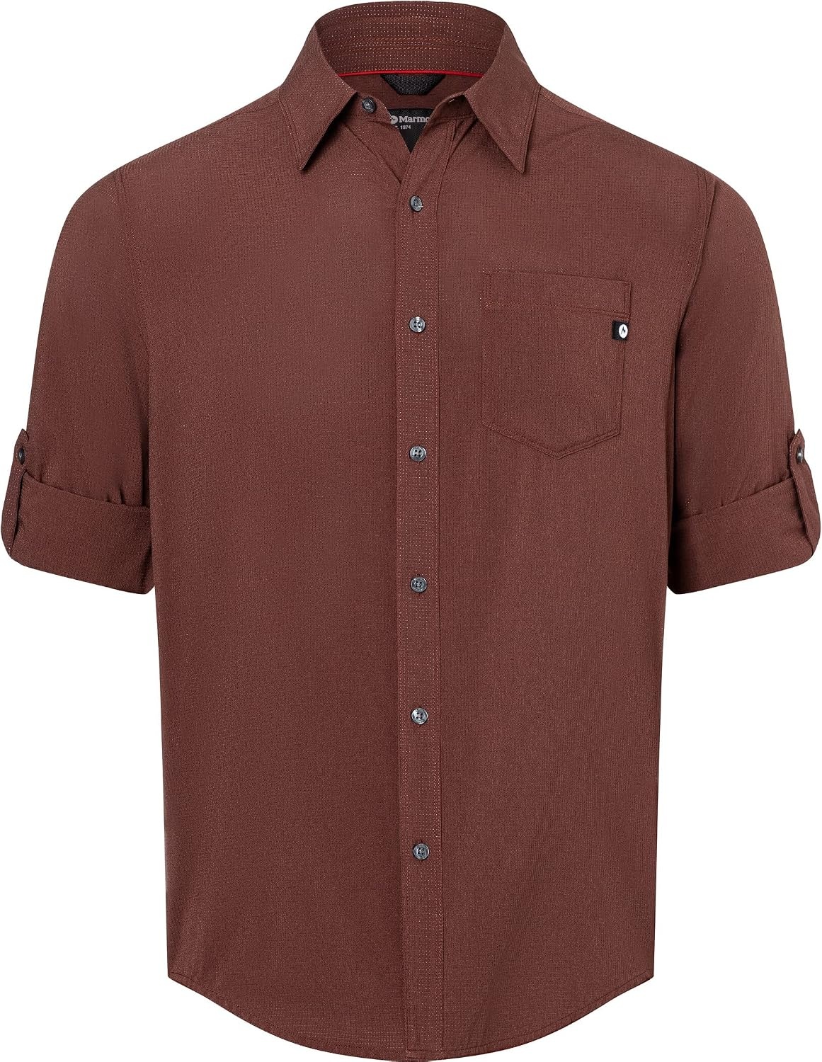 image:imageMarmot Mens Aerobora Long Sleeve Button Down Shirt Arctic Navy MediumWhiskey Brown