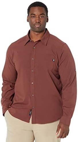 image:imageMarmot Mens Aerobora Long Sleeve Button Down Shirt Arctic Navy MediumWhiskey Brown