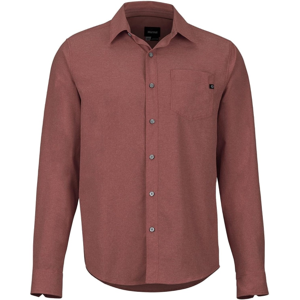 image:imageMarmot Mens Aerobora Long Sleeve Button Down Shirt Arctic Navy MediumWhiskey Brown